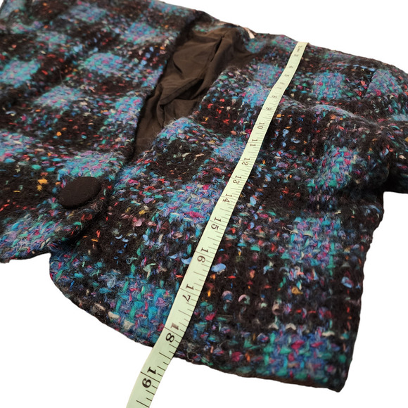 Vintage Cropped Tweed Jacket Ann Taylor Jewel Plaid Jacket Tweed Vivid - Picture 11 of 11